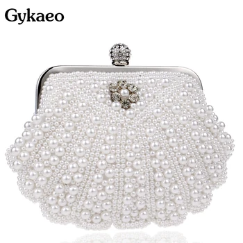 

Gykaeo Fashion Pearl Embroidery Dinner Women Messenger Bags 2020 Winter Banquet Wedding Ladies Fashion Shell Evening Clutch Bag