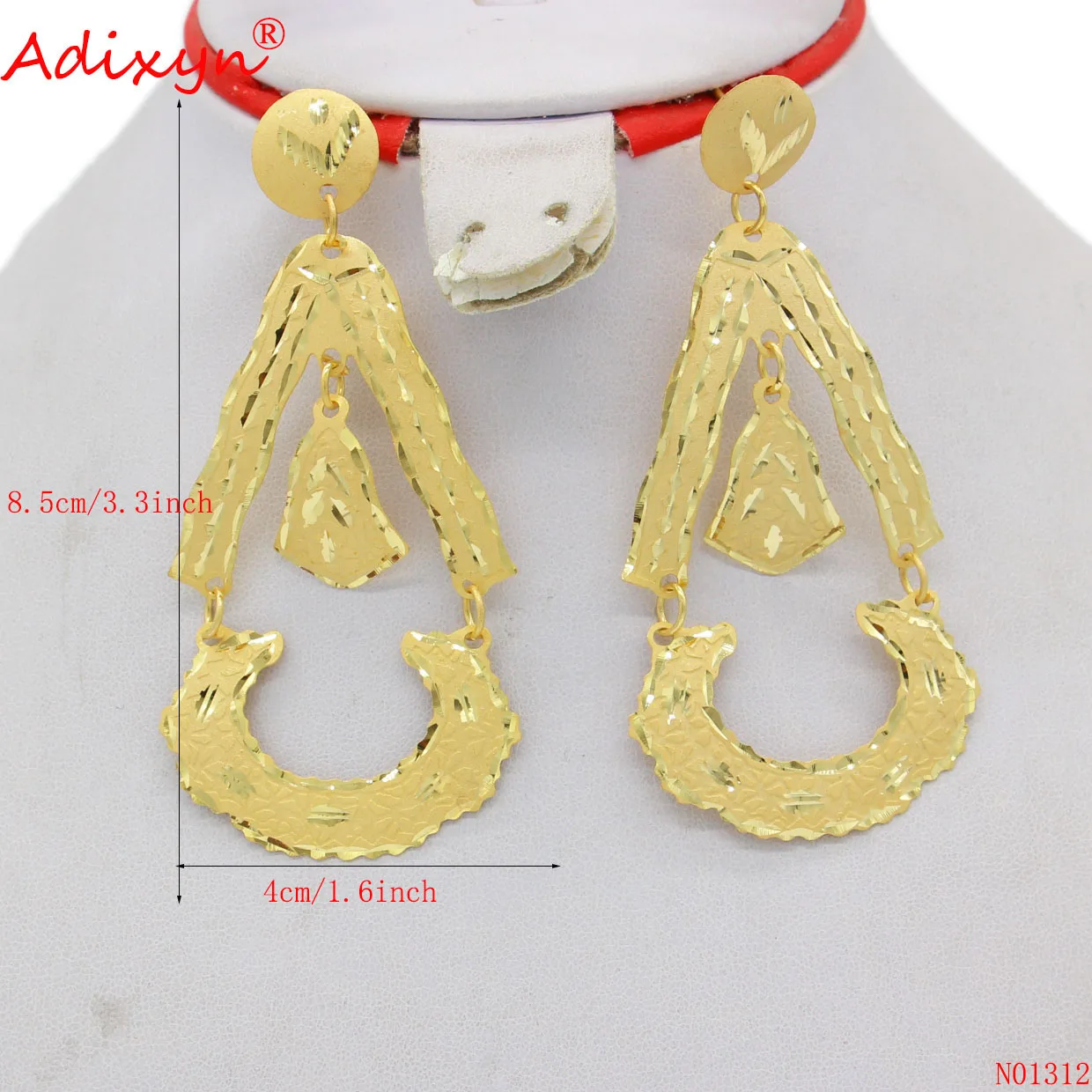 Adixyn Ethnic African Earrings 24k Gold Color Drop Earrings for Women Dubai Middle east bridal Wedding Jewelry N01312
