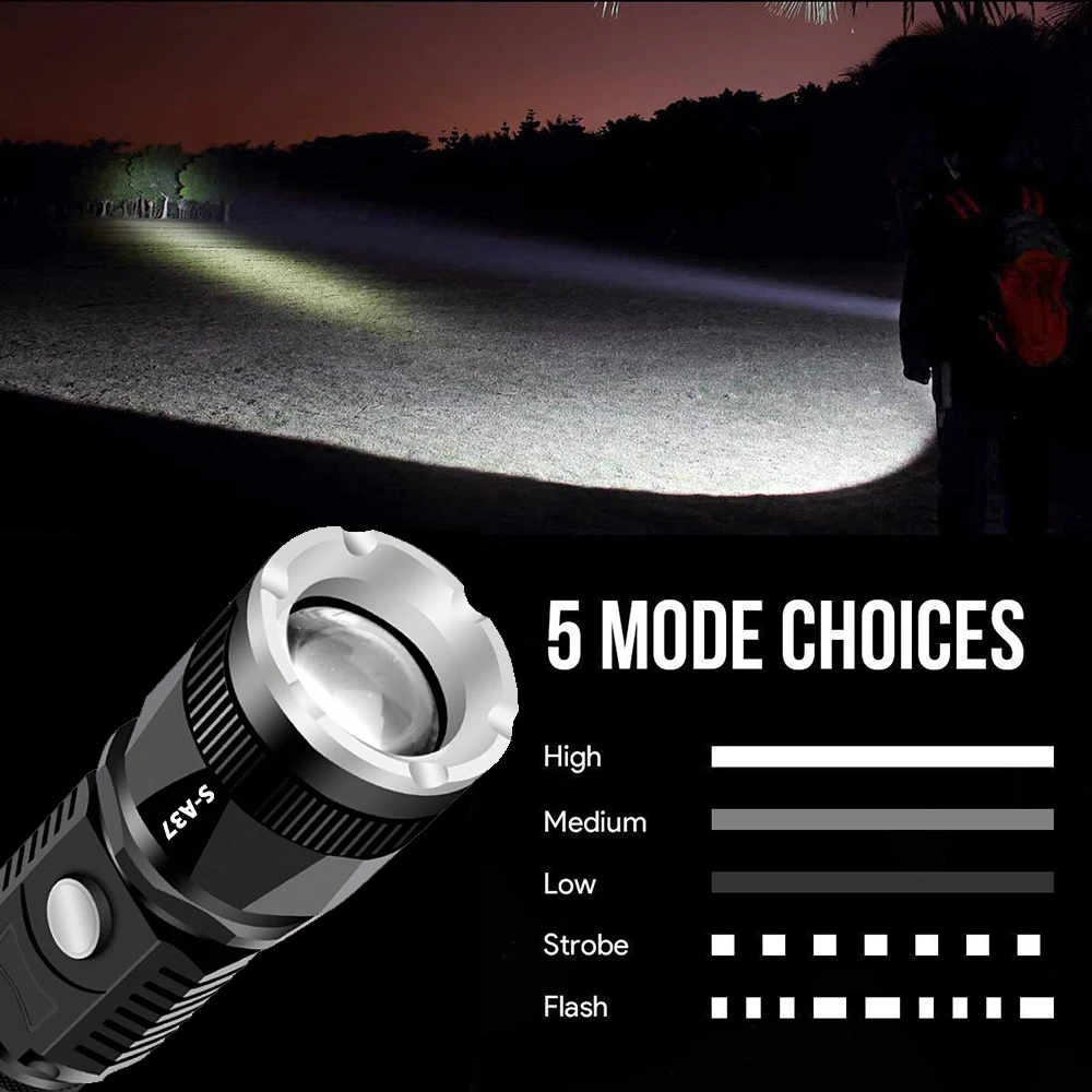 USB Перезаряжаемый светодиодный фонарик с XP-L лампами V6, может использоваться в качестве внешнего аккумулятора, водонепроницаемый тактический фонарь, 5 режимов освещения