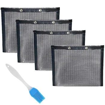 

Barbecue Mesh Bag, Non-Stick Barbecue Bag Barbecue, Reusable and Easy To Clean Non-Stick Net Barbecue Bag (4 Barbecue Mesh Bag +
