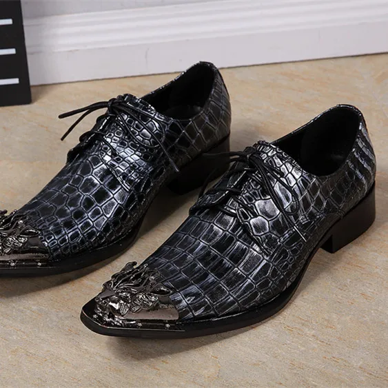 

Christia Bella Fashion Snake Skin Pattern Real Leather Male Oxfords Shoes Pointed Toe Plus Size Men Brogue Shoes Men Party Shoes