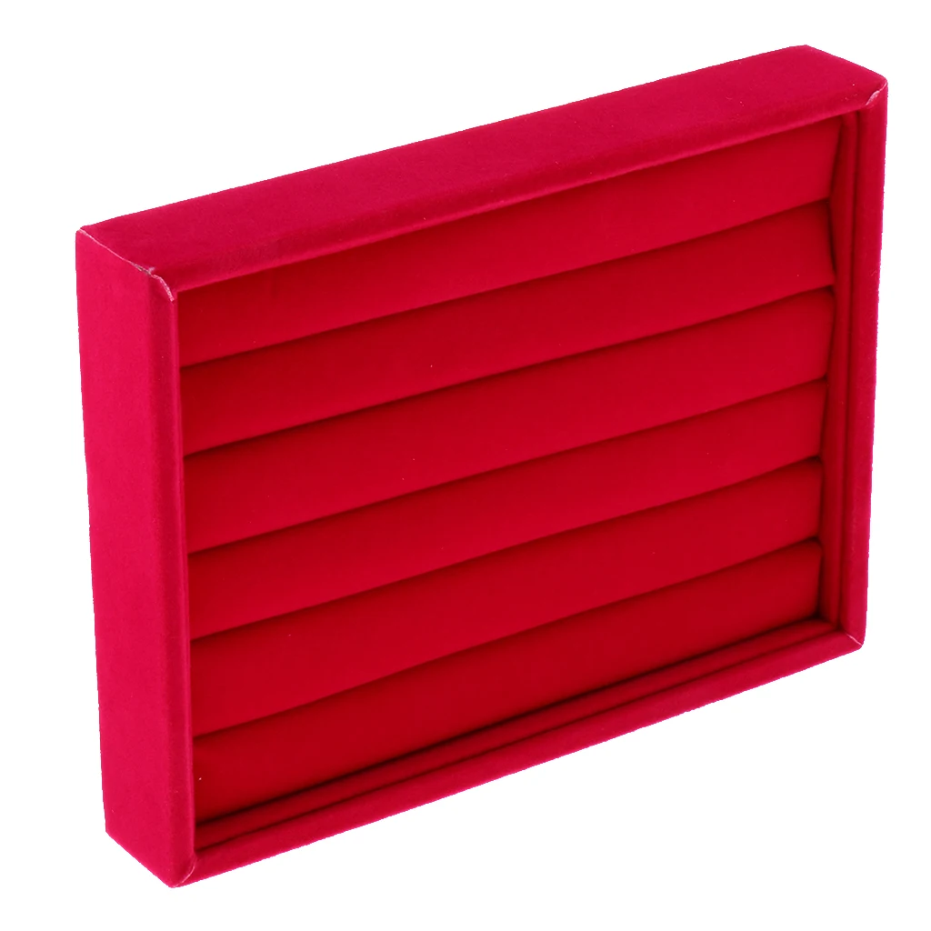 Portable Velvet Fashion Jewelry Ring Earring Insert Display Organizer Box Wooden Flat Stackable Tray Drawer Display Show Case 