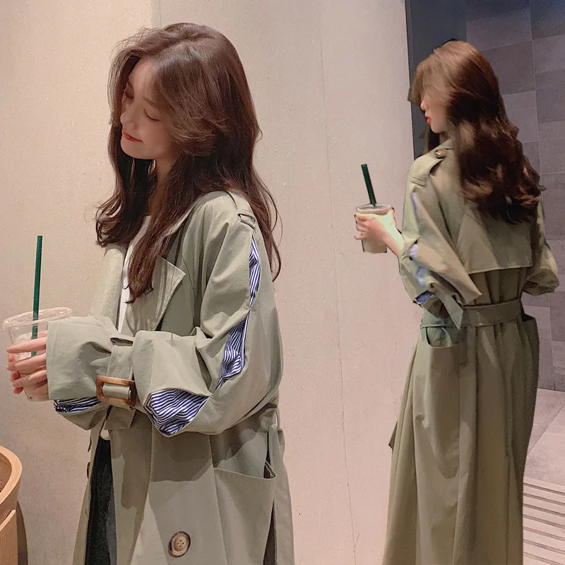 

Waitmore Trench Coat Women's Mid-length 2019 Spring Clothing New Style Short-height Korean-style White Popular Coat Loose-Fit
