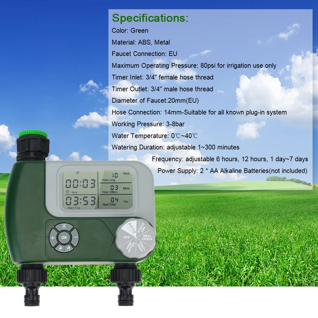Programmable Garden Water Timers with 2 Outlet Irrigation Controller Automatic Digital Hose ​Faucet Timer 3