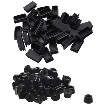 

60Pcs Tape Rubber Feet Bumper Pad Washer 15mmx10mm & 40Pcs Plastic Blanking End Cap Tubing Tube Inserts 25mmx50mm