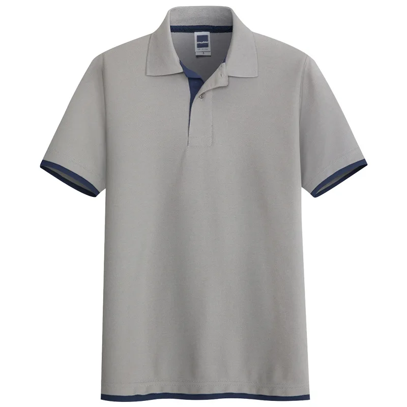 Gray Navy Хлопок, мужские Поло, Брендовые повседневные рубашки с коротким рукавом, высокое качество, одноцветные поло, дышащие топы, размер S-3XL; YA288 - Цвет: Gray Navy