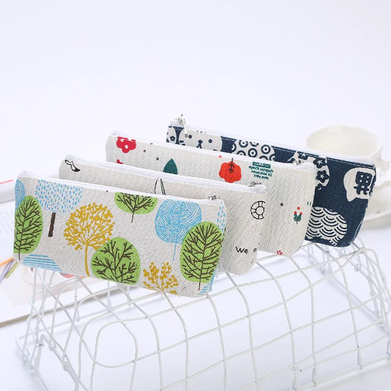 

Fresh Style Pencil Bag Canvas Capacity Student Pencil Case Storage Bag Pen Pouch School Supplies Stationery Estuches
