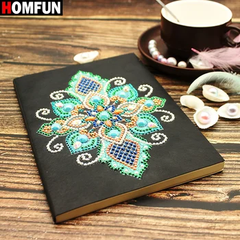 

HOMFUN A5 Notebooks 5D DIY Diamond Painting Special Shape Diary Book Diamond Embroidery "Mandala flower " Rhinestones Decor Gift
