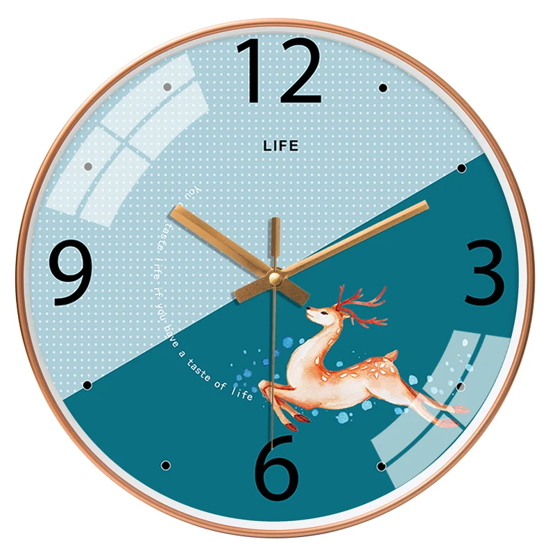 Креативные Мультяшные настенные часы из металла для гостиной с оленем бесшумные