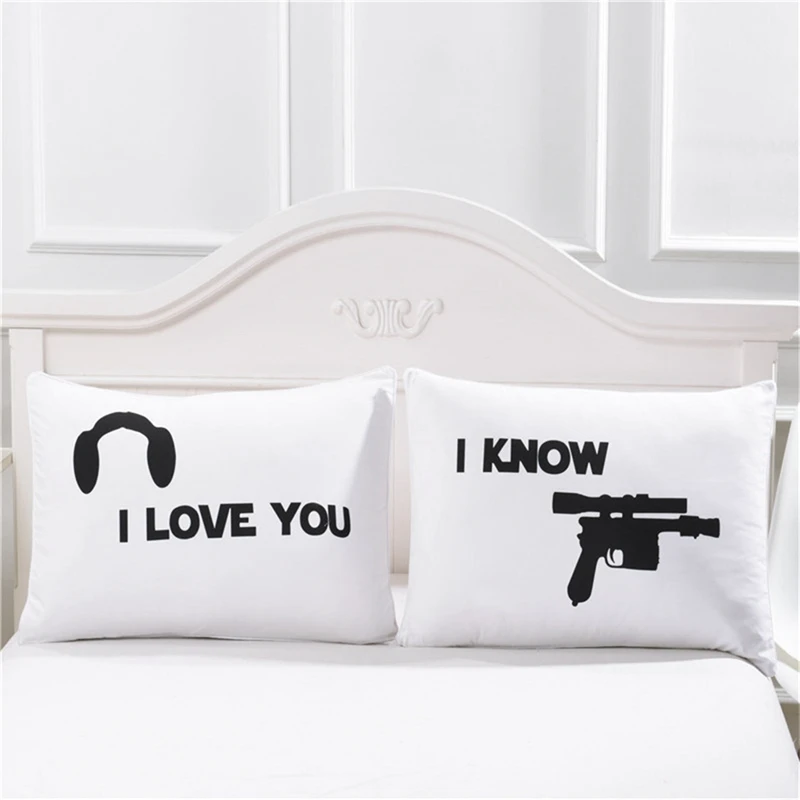 Парные подушки, чехлы для подушек "I Love You" и "I Know", романтическая идея подарка для пары, набор из 2 наволочки с принтом, 5