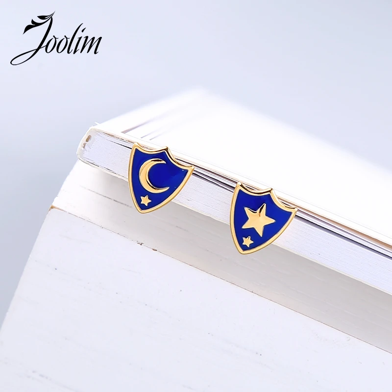 

JOOLIM Fine Jewelry Navy Blue Moon Star Stud Earring 925 Sterling Silver Post