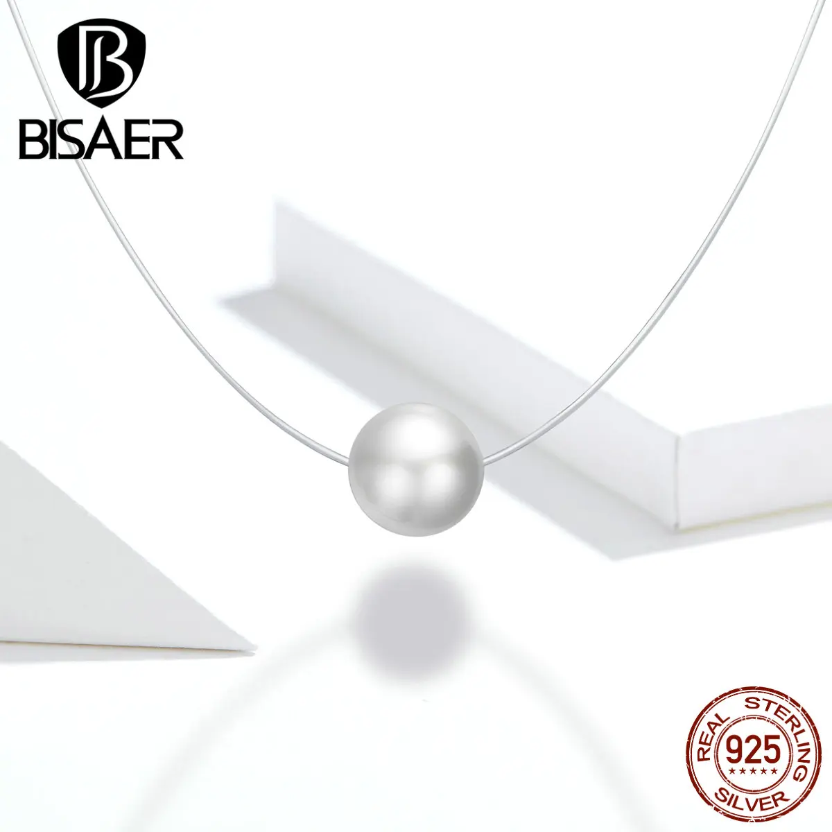BISAER Shell Pearl Chain Pendant Necklace for Women Party Weeding Gift Fashion Jewelry Bijoux GXN372