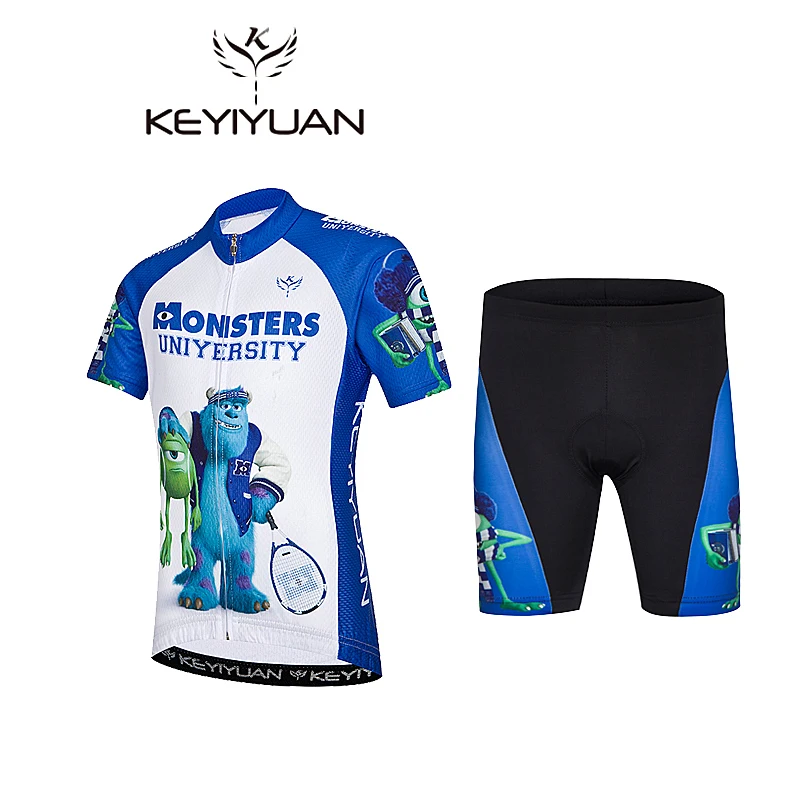 New KEYIYUAN Kids Cycling Jersey Set Breathable Shorts Children Bike Clothing Summer Boys Girls MTB Wear Maillot Cyclisme