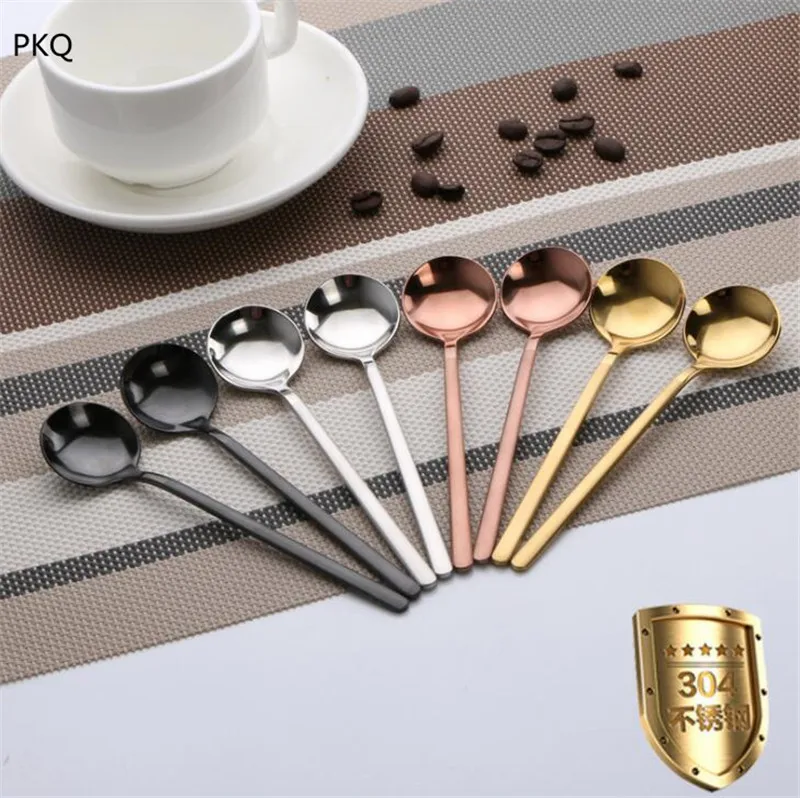 

1pcs Mini Coffee Spoon Kitchen Dessertspoon Dining Round Shape Coffee Stainless Steel Home Accessories