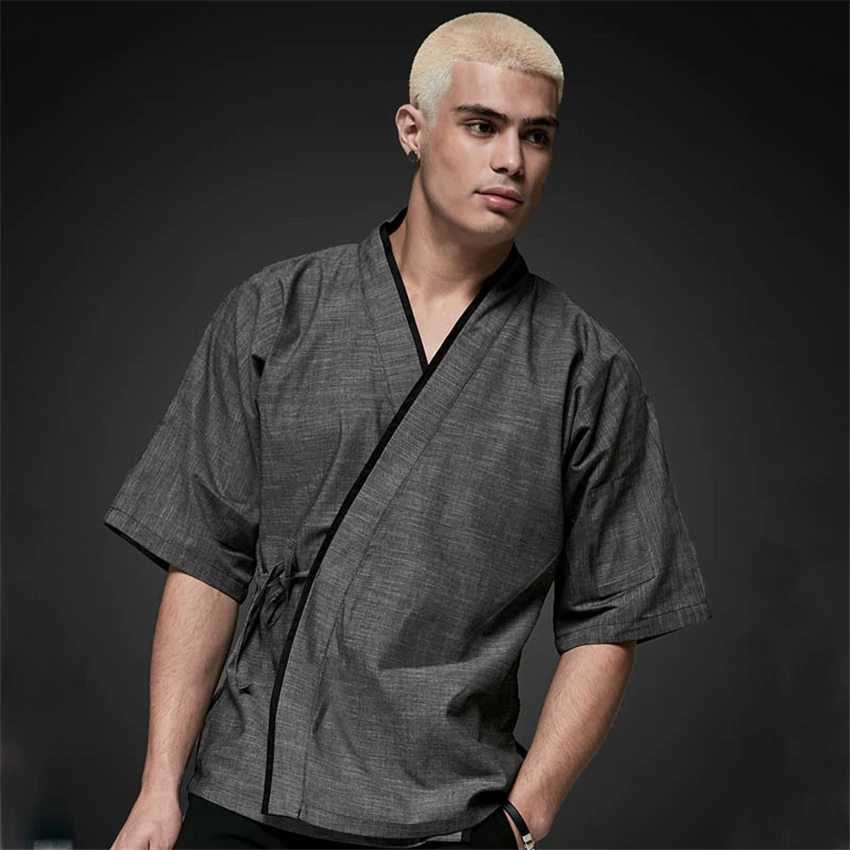 2019 Men Japanese Food Service Chef Jacket Clothing Sushi Cook Restaurant Chef Work Uniform Designed Kimono Catering Pastry