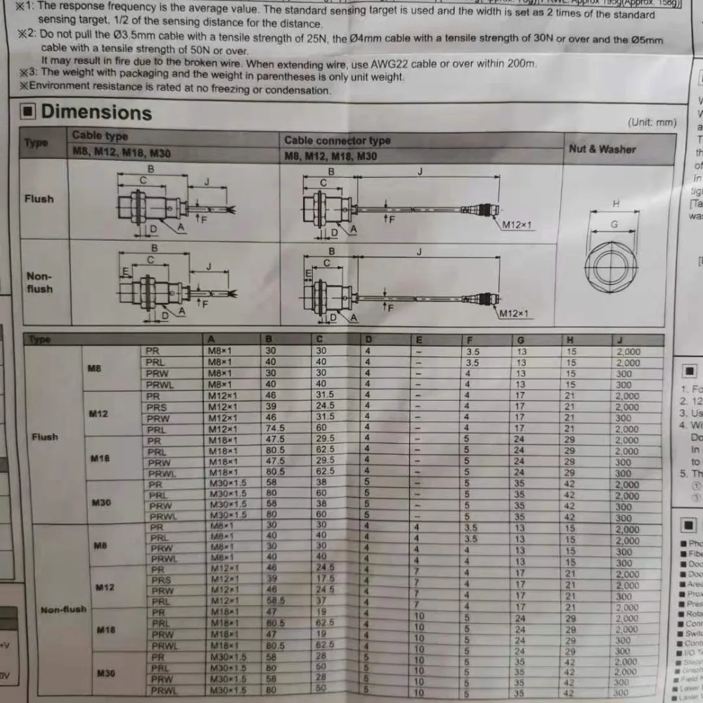 Бесконтактный переключатель PR12-4DP Autonics M12 NO 4 мм Обнаружение PNP Постоянный ток 10-30 в