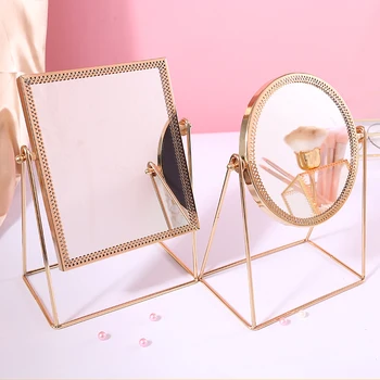 

Vintage Makeup mirror desktop 360 Degree flip mirror HD simple table single-sided portable dressing table beauty mirror
