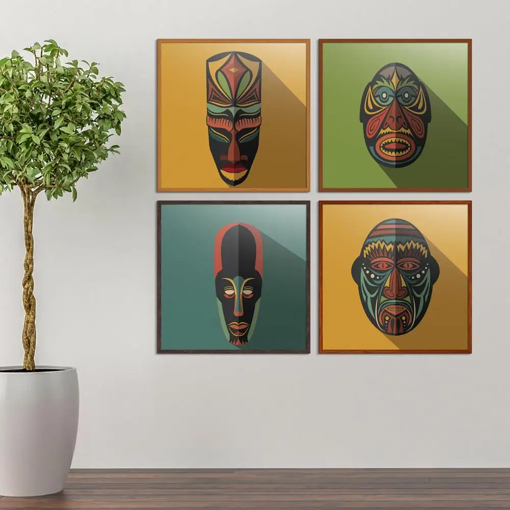Africa Facebook Mask character Cartoon Classic Spray Oil Painting Frameless Canvas Unframed Home decor not handmade Artist | Дом и сад