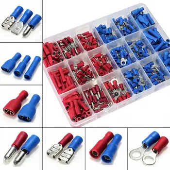 

360pcs Assorted Insulated Terminals Crimp Connector Butt Spade Ring Fork Set Ring M4 M5 M6 Spade 250 Male Female Hand Tools