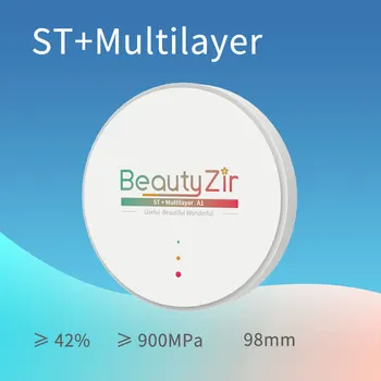 

ST+ML multilayer zirconia blocks 9825mm wieland open cad cam zirconia OD98 super translucency