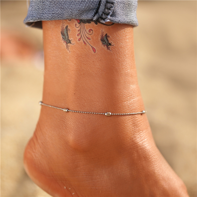 Gold Butterfly Anklets For Women Fashion Siilver Color Beads Anklet Summer Beach Ankle Bracelet Foot Chain Jewelry