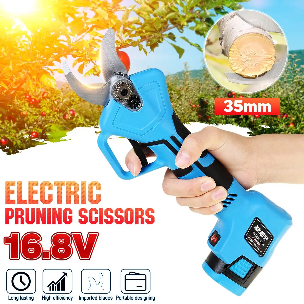 

w/2 Batterys Electric Pruning Scissors Pruning Shears Garden Pruner Secateur Branch Cutter Cutting Tool 16.8V 500W Rechargeable