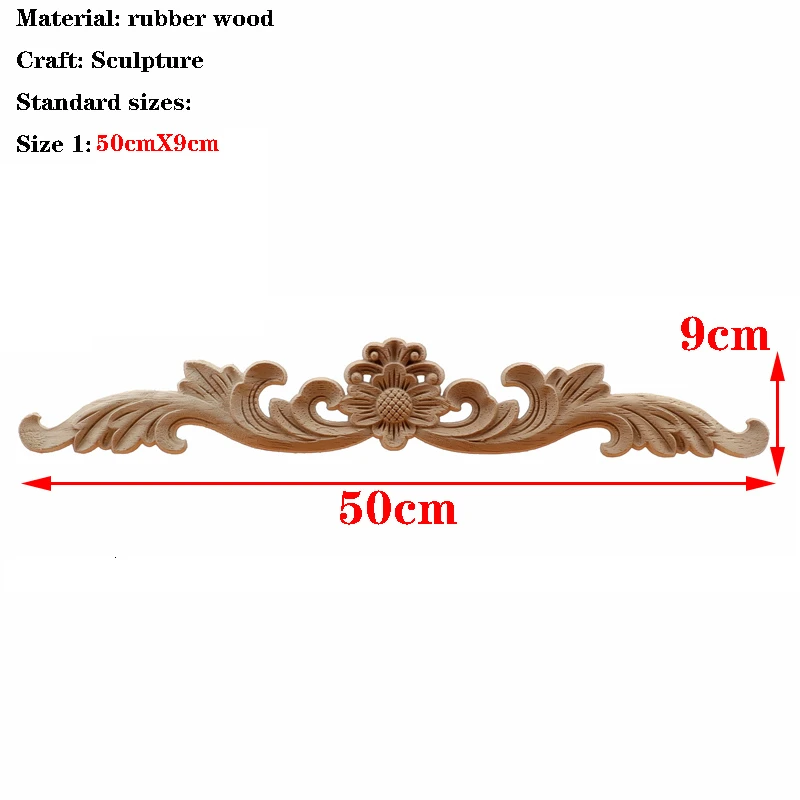 RUNBAZEF Европейский резьба по дереву дома мульти-Спецификация двери шкафы деревянная аппликация, украшение длинные наклейки натуральный - Цвет: 50cmX9cm