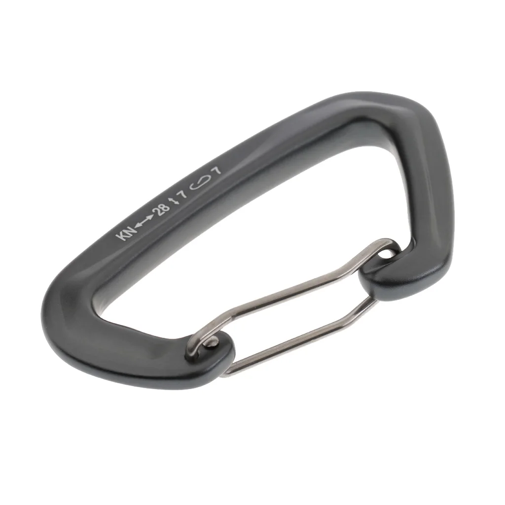 28KN Aluminum Wire Gate Lock Carabiner Hook Rock Climbing Rappelling Quickdraw Spring Snap Locking D Shape Carabiner