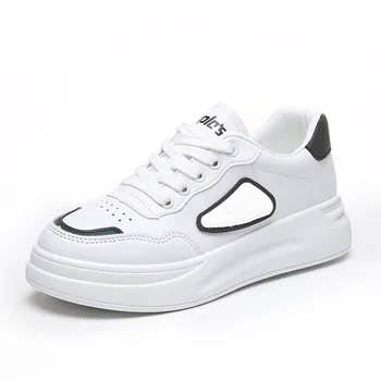 

Women'S Leather Small White Shoes Fluorescence Platform Shoes Woman Light Casual Flat Breathable Cotton Shoes Zapatos Mujer 2019