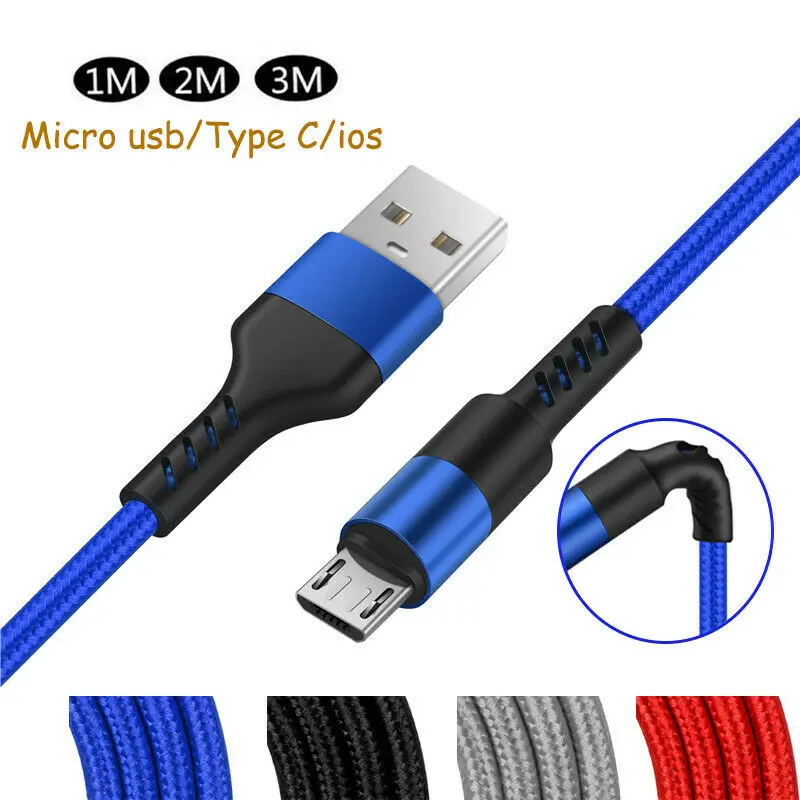 3/6/10ft Плетеный USB IOS C Тип Зарядное устройство кабель синхронизации провод для Samsung