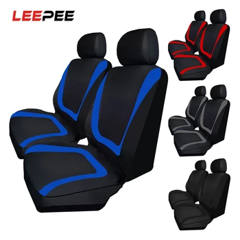 

LEEPEE 4pcs/set Car Seat Cover Auto Seat Covers Polyester Fabric Cars Vehicle Seat Protector Car-Styling Universal Fit Most