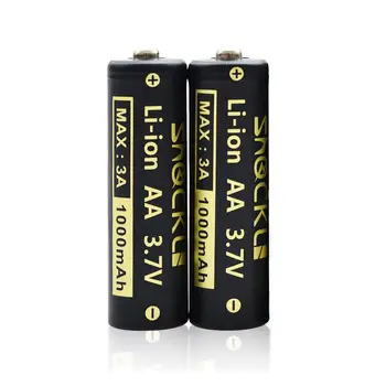 

2PCS 3.7V 14500 Battery 1000mAh 5A Shockli IMR Rechargeable Li-ion Battery Flat top Discharge with Case for Flashlight