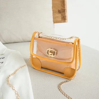 

women bag 2020 new one-shoulder messenger mini chain letter bag transparent bag student change female bags