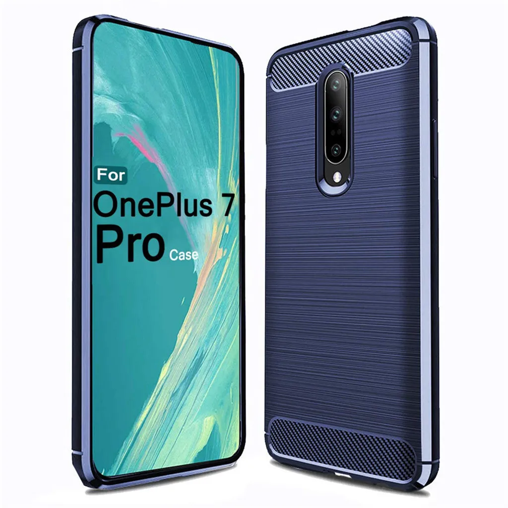 For Oneplus 7 Pro 6.7 inch Luxury Silicone Rubber Protective Hard Phone Case Dirt-resistant Slim Cover Carbon fibre Hard Case