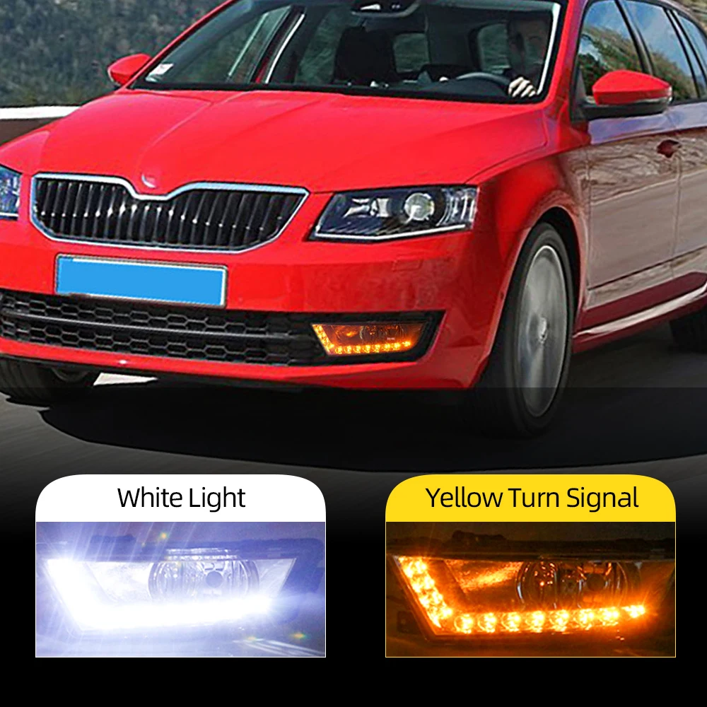 Автомобильный мигающий светодиодный дневной свет для Skoda Octavia A7 MK3 2014 2015 2016 ные