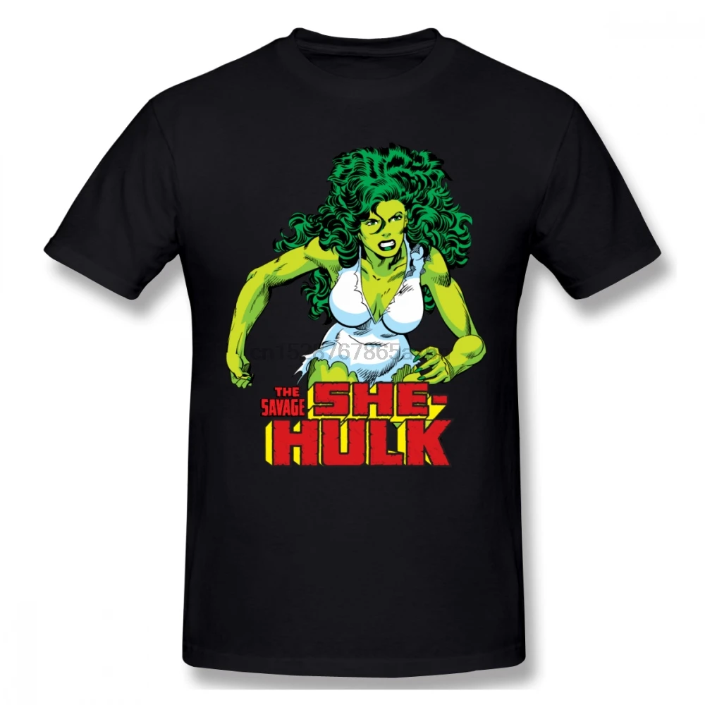 Халк футболка She-Hulk плюс размер летняя 100 Хлопок Забавный короткий рукав мужская с