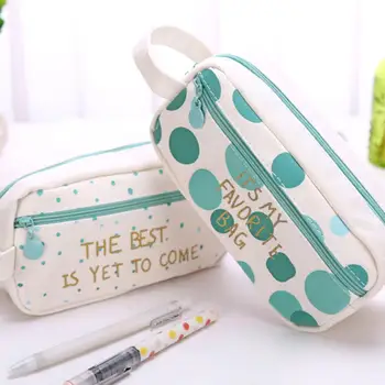 

Canvas Large Capacity Pen Pencil Case Storage Bag Organizer Students Stationery