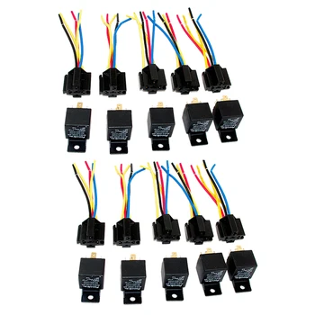 

HOT-Lot10 New 12 Volt 40 Amp SPDT Automotive Relay with Wires & Harness Socket Use for lighting, remote start, trunk popup