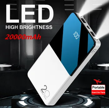 

Free shipping Power Bank With packaging 20000mAh Portable Charging Poverbank For iPhone External Battery Charger Powerbank