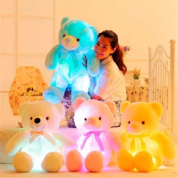 

30-80 cm Luminous Light Up LED Teddy Bear Stuffed Animals Plush Toy Colorful Glowing Teddy Bear Christmas Gift for Kids