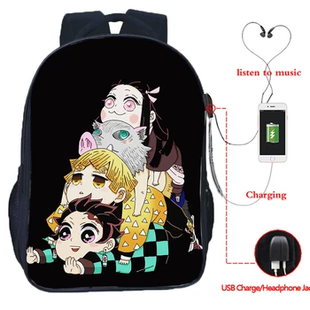

Anime Kimetsu No Yaiba USB Backpack Student Demon Slayer School Bag Kids Cartoon Bookbag Men Women Kamado Tanjirou Travel Bag