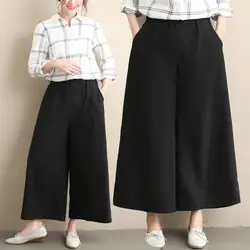 Весенний новый стиль 2019, корейский стиль, большие размеры, свободные хлопковые льняные свободные штаны, женские штаны