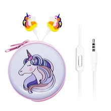 Милые Мультяшные проводные наушники с единорогом, наушники с микрофоном, чехол для Xiaomi, samsung, iPhone, мобильный телефон для детей