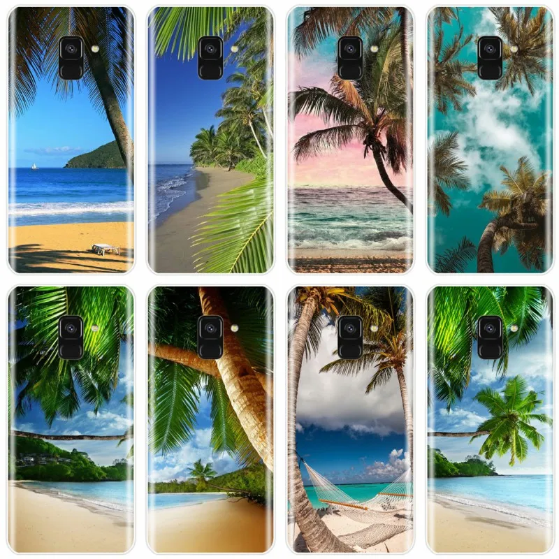 

Summer Beach Scene on sea Palm Tree Drawing TPU Phone Case For Samsung Galaxy A3 A5 A7 A8 2016 A3 A5 A7 2017 A5 A7 A8 2015 A9