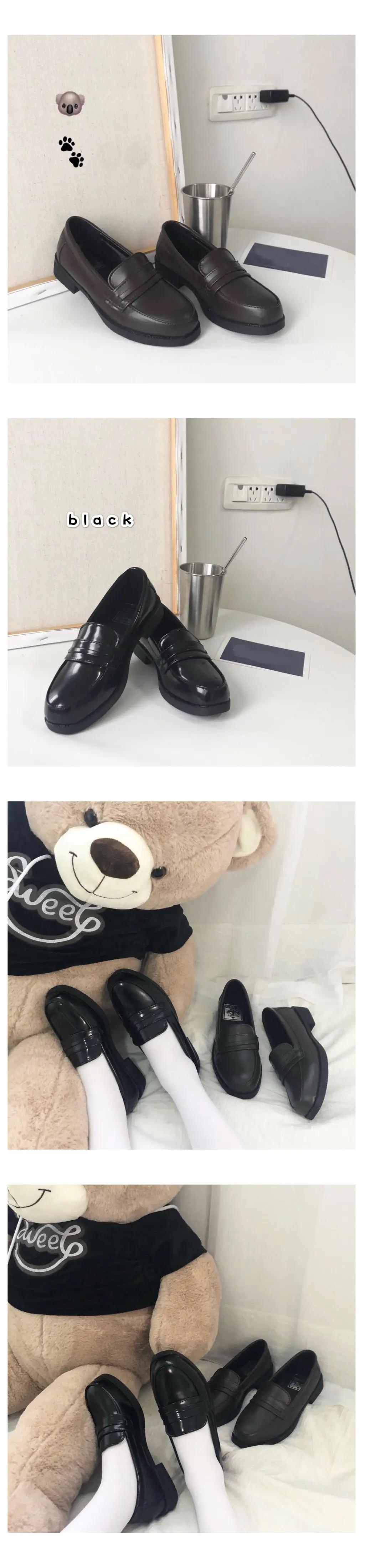 Японская Студенческая обувь; обувь для девочек в стиле Лолиты JK; одноцветная обувь; лоферы из искусственной кожи на блочном каблуке