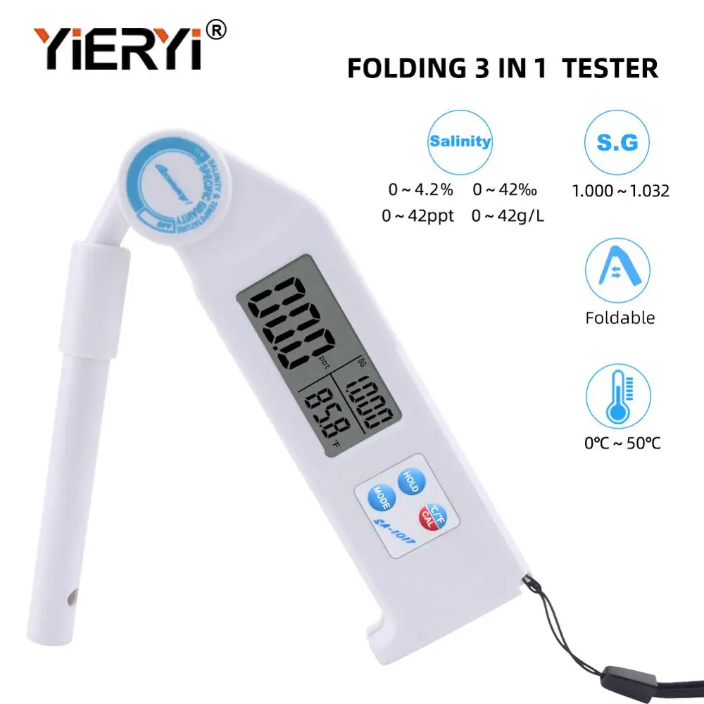 

Yieryi SA-1017 Карманный складной тестер засоленности/определенный уровень силы тяжести, тестер температуры для бассейна, аквариумов