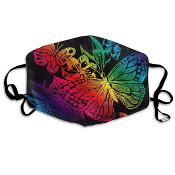 

Rainbows And Butterflies Washable Reusable Mask, Cotton Anti Dust Half Face Mouth Mask For Kids Teens Men Women With