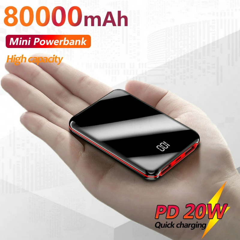 65w power bank 80000mAh Mini Digital Display Power Bank Portable 2 USB Fast Charging External Power Supply Suitable for Xiaomi IPhone Samsung best portable phone charger