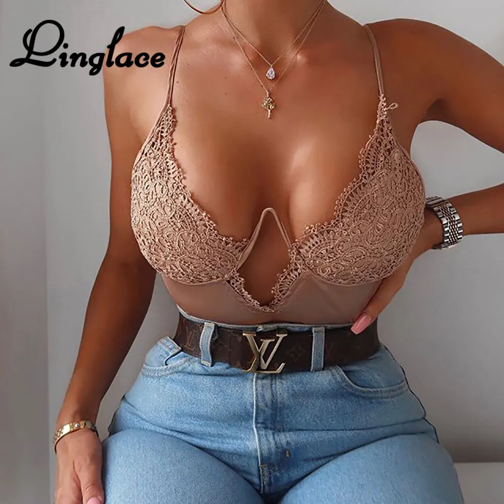 Женское Кружевное боди на косточках Linglace однотонное прозрачное облегающее