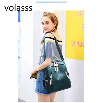 

2020 New Fashion Women's Backpack High Quality Soft Leather School Bags Teenager Capacity Simple Travel Backpacks Shoulder Bag